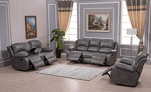 Amazon.com: Betsy Furniture Microfiber Reclining Sofa Couch Set Living ... regarding Betsy Furniture Microfiber Reclining Sectional Living Room Set, Grey