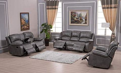 Amazon.com: Betsy Furniture Microfiber Reclining Sofa Couch Set Living ... regarding Betsy Furniture Microfiber Reclining Sectional Living Room Set, Grey