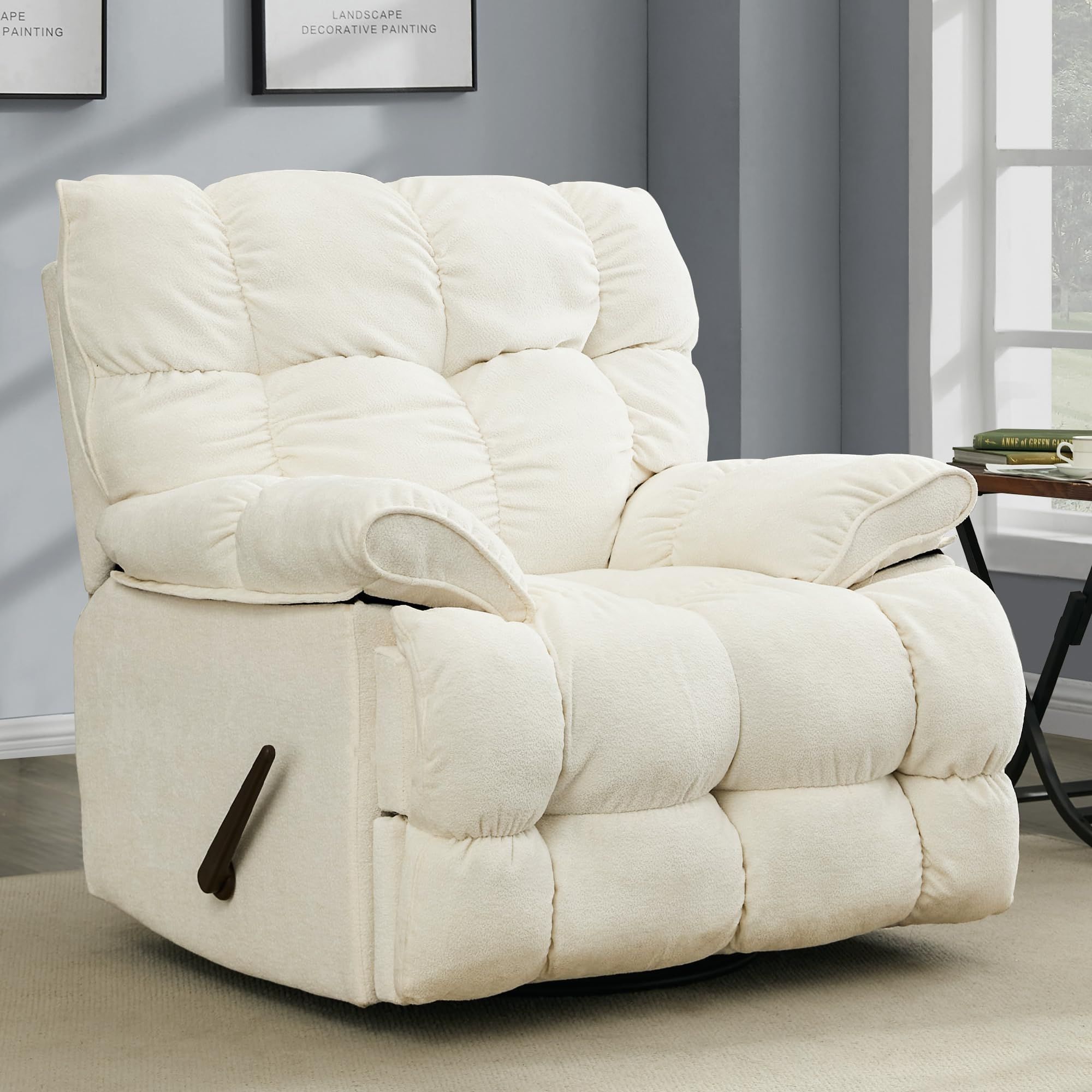 Amazon.com: Coosleep Oversized Swivel Rocker Recliner Chair, Glider ... in Maximizing Comfort and Style with Microfiber Recliner Sets in Family Rooms