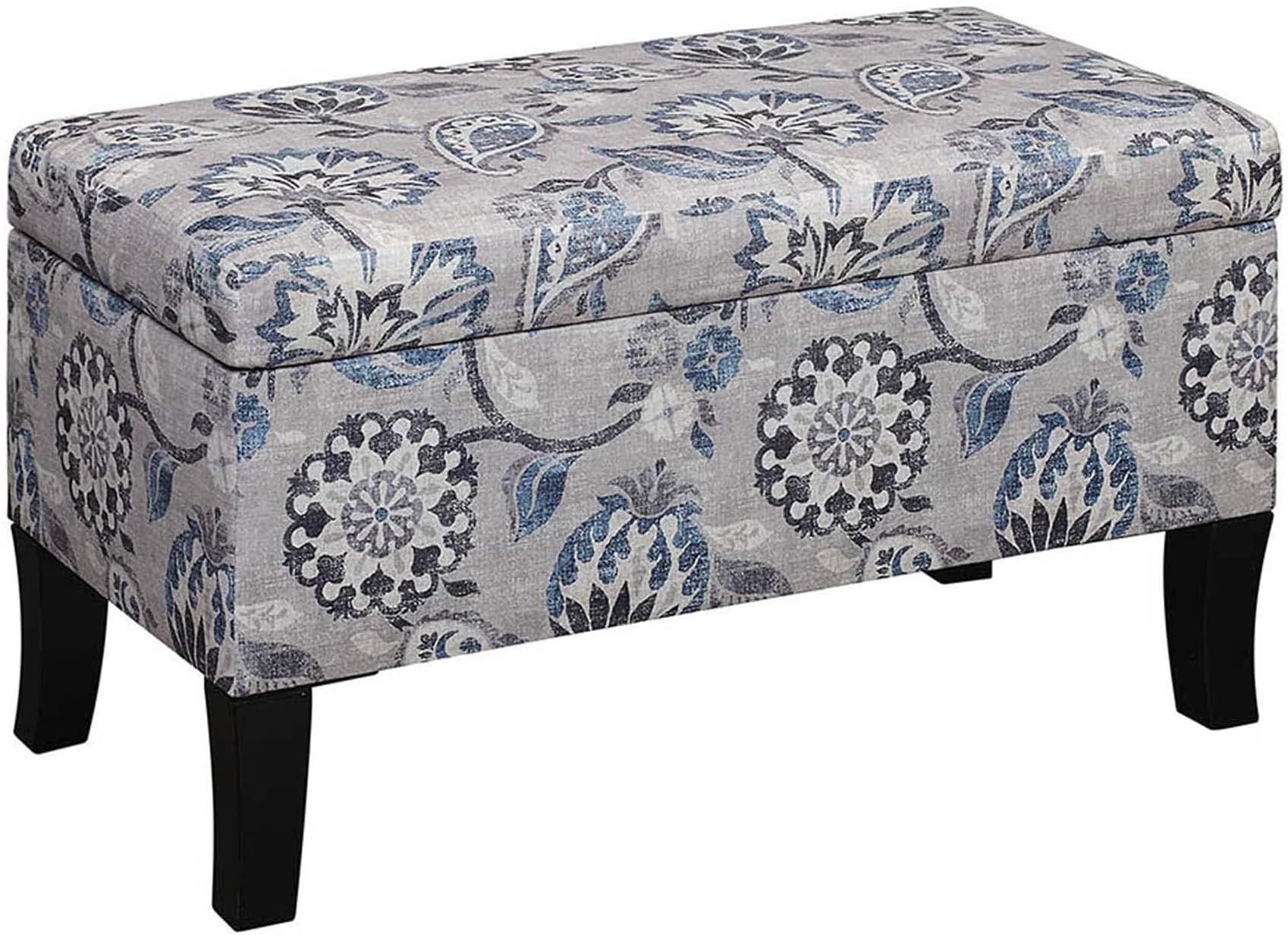 Amazon.com: Cortesi Home Kiki Fabric Storage Long Bench Ottoman, Grey ... for The Art of Choosing the Right Bench for Your Living Space