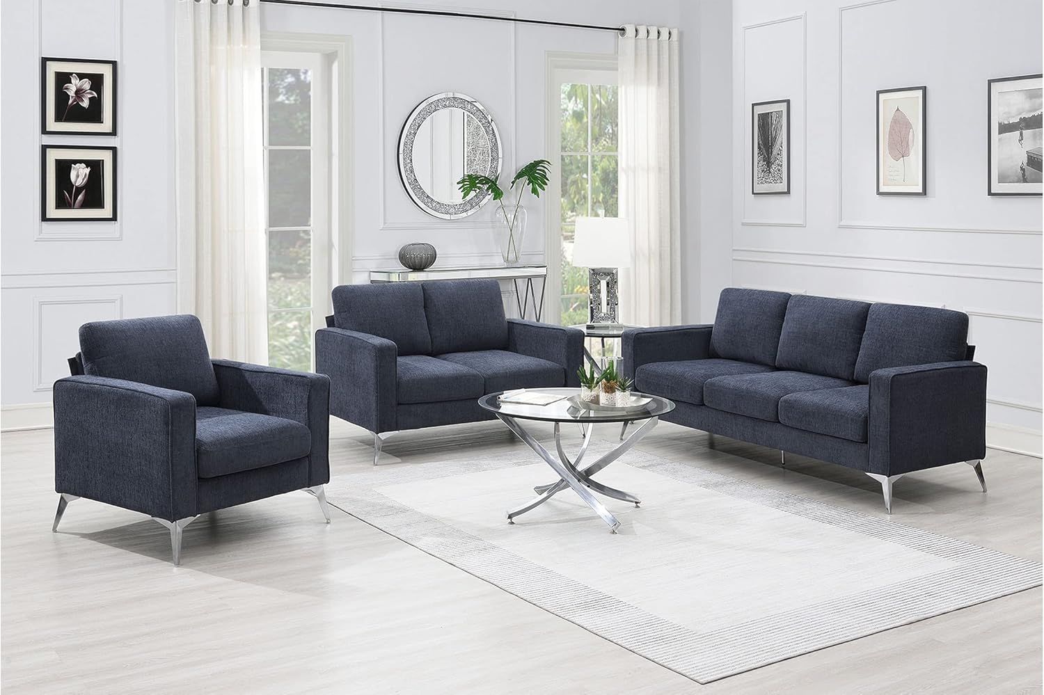 Amazon.com: Eafurn Modern 3-Piece Sturdy Metal Legs,Chenille ... regarding Understanding the Artistry Behind Contemporary Three-Piece Seating Arrangements