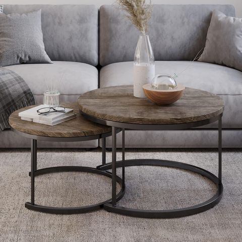 Amazon.com: Lavish Home Round Coffee Table Set - 2-Piece Nesting Tables ... in How to Choose the Perfect Coffee Table Set for Your Living Space