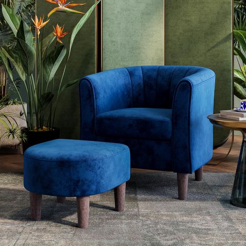 Amazon.com: Linsy Accent Chair With Ottoman, Modern Barrel Chair Comfy ... pertaining to Creating Visual Interest With Modern Barrel Shaped Accent Chairs in Home Decor