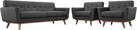 Amazon.com: Modway Engage Mid-Century Modern Upholstered Gray, Two ... within Modway 3-Piece Engage Armchairs And Sofa Set, Gray