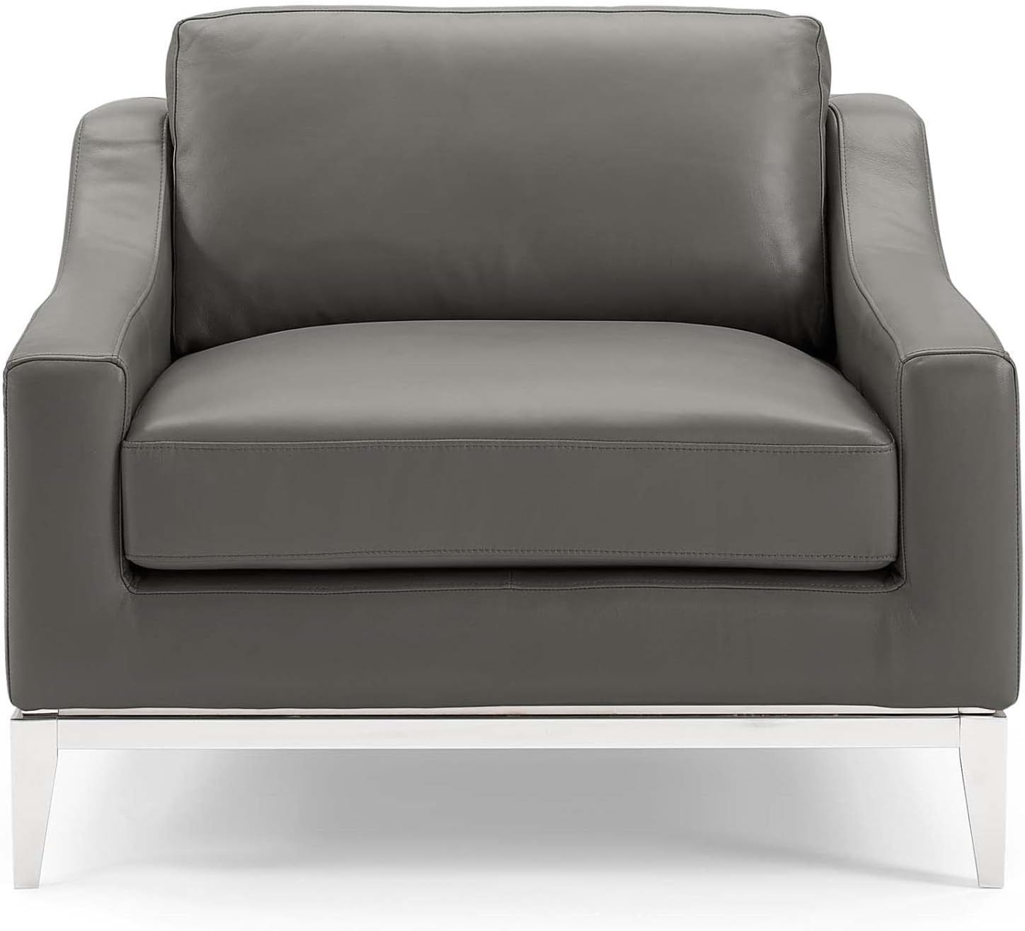 Amazon.com: Modway Harness Stainless Steel Base Leather Armchair, Gray ... inside Maintaining the Elegance of Leather and Steel Furniture Sets