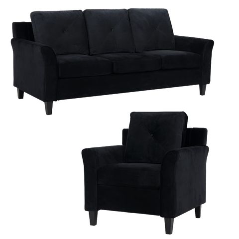 Amazon.com: Naomi Home Raelynn Modern Sofa & Accent Chair With Rolled ... in Set Of 3 Black Microfiber Sofa And Accent Chair