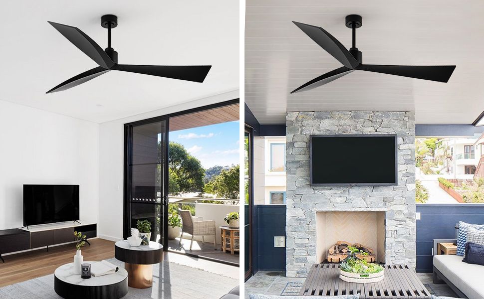 Amazon.com: Norfolk 60'' Ceiling Fan With Remote Control, Modern ... in Designing outdoor spaces with modern black matte ceiling fans
