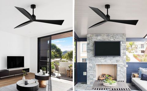 Amazon.com: Norfolk 60'' Ceiling Fan With Remote Control, Modern ... in Designing outdoor spaces with modern black matte ceiling fans
