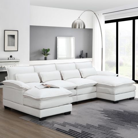 Amazon.com: Poundex 2 Pieces Faux Leather Sectional Right Chaise Sofa ... pertaining to Cleaning and maintaining your white faux leather sectional sofa set effectively