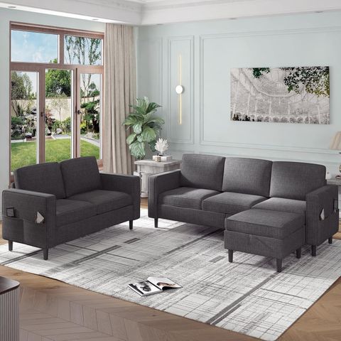 Amazon.com: Puremind L Shaped Sectional Couch And Loveseat Sets, 2 ... with regard to Understanding the Artistry Behind Contemporary Three-Piece Seating Arrangements
