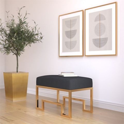 American Home Classic Laurence 18" Steel/Fabric Stool In High Polish ... pertaining to Delving into the History and Design Philosophy of Laurence Steel and Fabric Bench