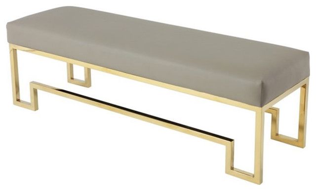 American Home Classic Laurence Steel And Fabric Bench In Gold And Sand ... throughout American Home Laurence Steel And Fabric Bench In High Polish Gold/Sand Boucle