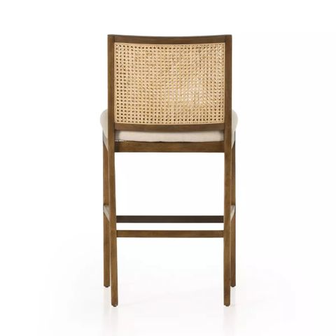 Antonia Cane Armless Bar + Counter Stool Savile Flax Four Hands with The Evolution of Antonia Stool-Toasted Parawood-Savile Flax-Light-Counter Across Generations