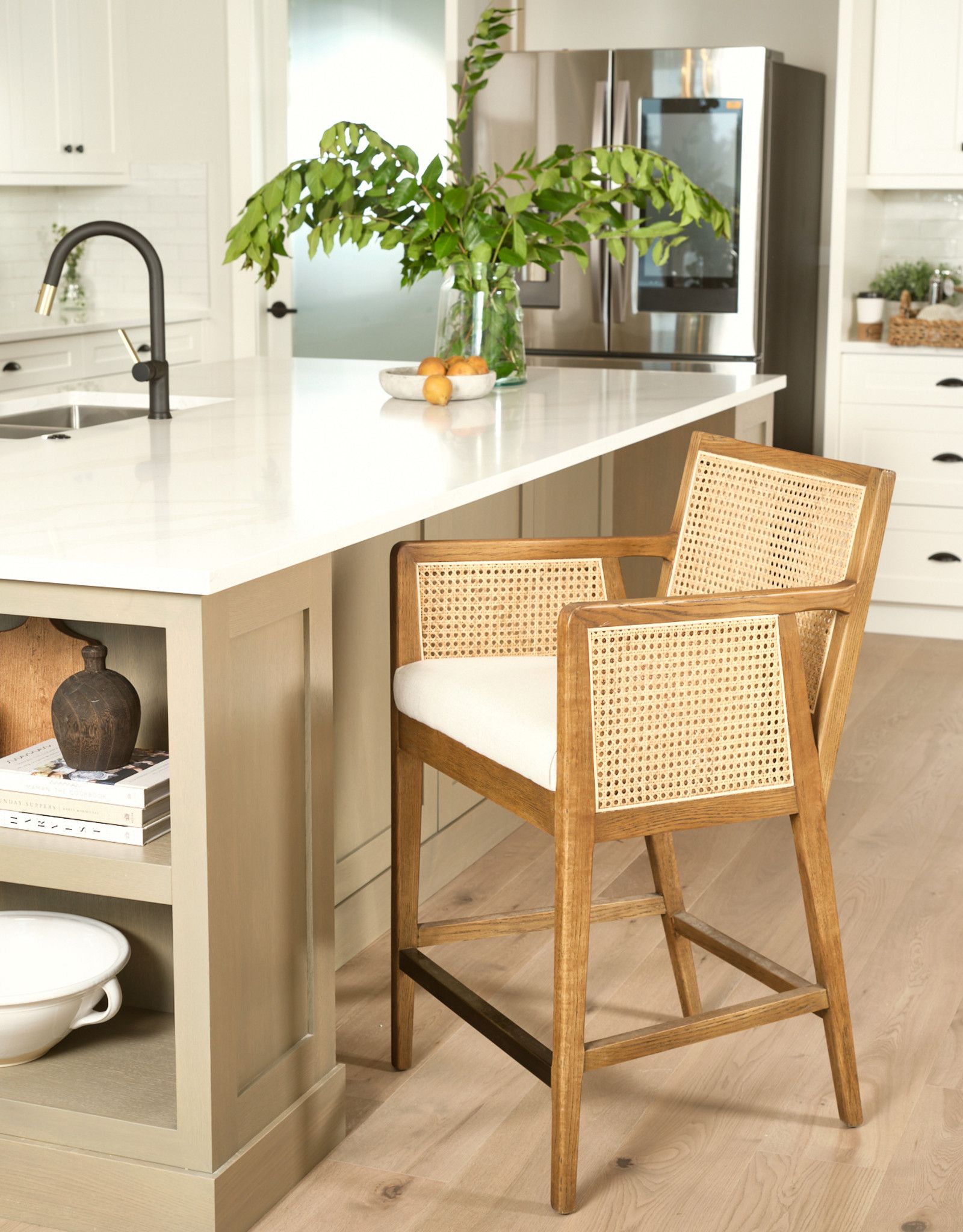 Antonia Flax Counter Stool - Shoppe Jessica Velikovsky Interiors inside The Evolution of Antonia Stool-Toasted Parawood-Savile Flax-Light-Counter Across Generations