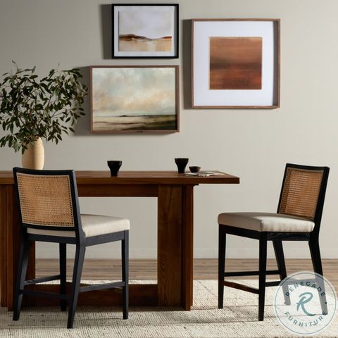 Antonia Savile Flax And Brushed Ebony Counter Height Stool From Four ... intended for Preserving Heritage Through Antonia Stool-Toasted Parawood-Savile Flax-Bar Craftsmanship