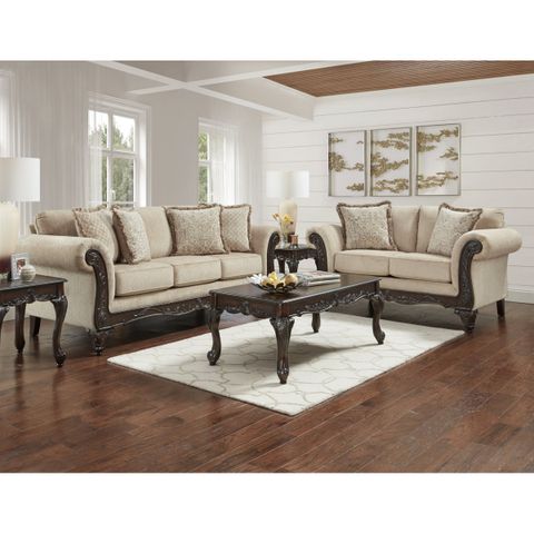 Astoria Grand Halima 2-Piece Living Room Set, Carved Wood Frame Sofa ... in Understanding the Legacy of Clawson 4 Piece Living Room Set Design