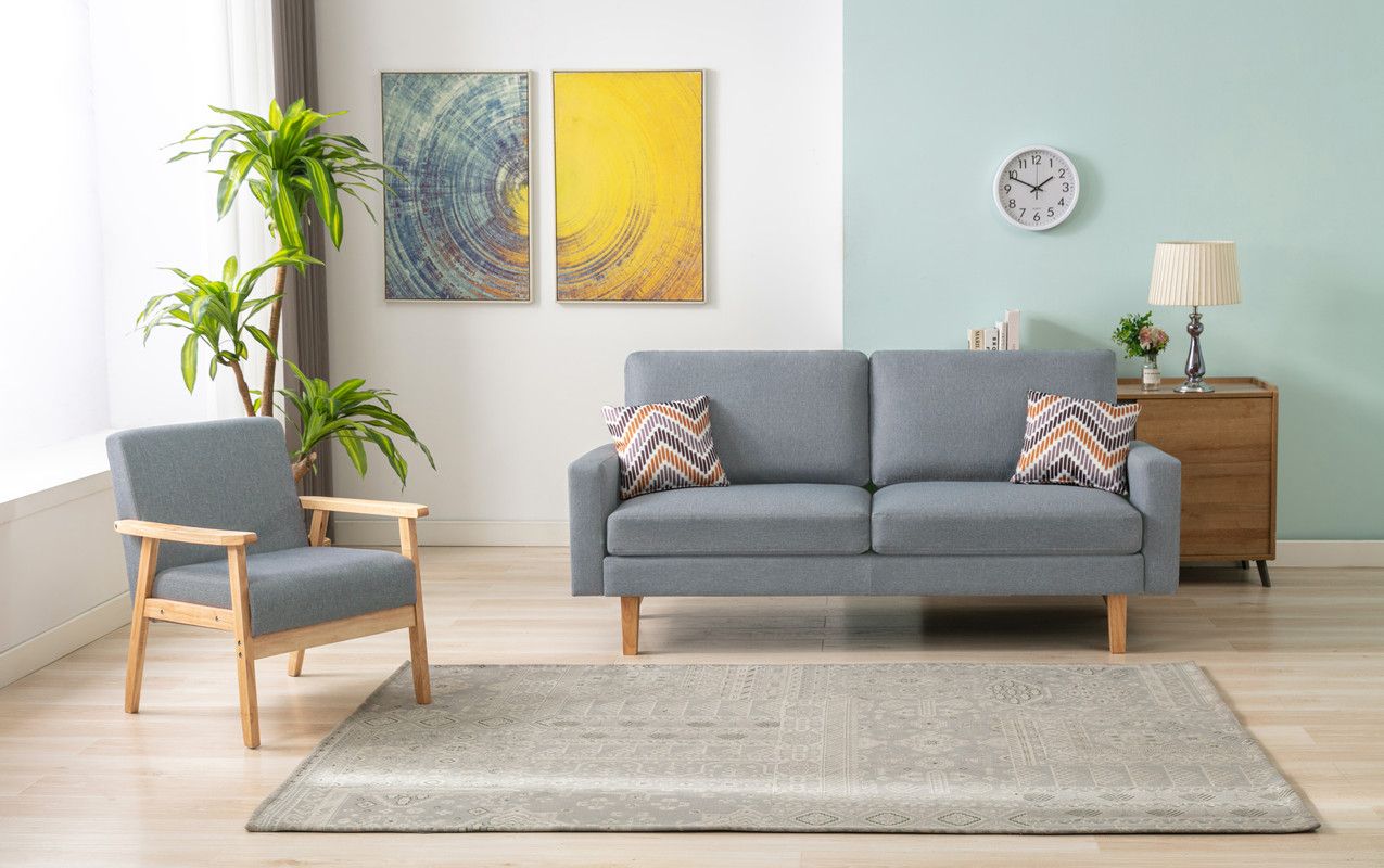 Bahamas 70 Inch Linen Sofa And Chair Set With 2 Throw Pillows In Gray ... with Exploring the Timeless Appeal of Bahamas Linen Upholstery Materials