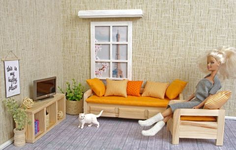 Barbie Size Furniture Living Room Mini Wooden Doll House Furniture intended for Understanding the Artistry Behind Dollhouse Living Room Pieces