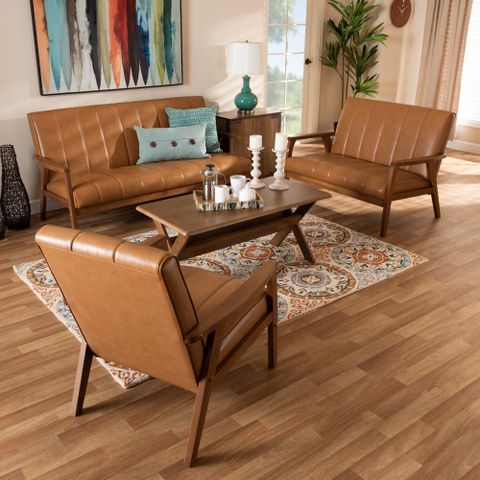 Baxton Studio Nikko Mid-Century Modern Tan Faux Leather Upholstered And ... intended for Understanding the Appeal of Sorrento Mid-Century Design Aesthetics