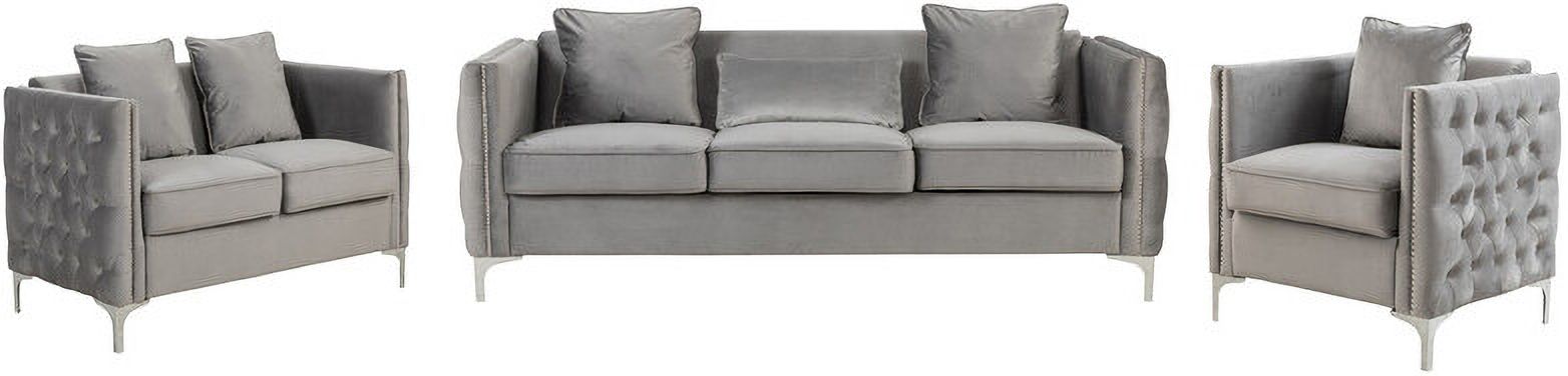 Bayberry Gray Velvet Sofa Loveseat Chair Living Room Set By Lilola Home ... with Exploring Comfort and Style in Contemporary Sofa Collections