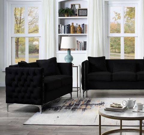 Bayberry Velvet Tufted Loveseat With 2 Pillows And Tufting ... throughout Lilola Home Bayberry Green Velvet Sofa Loveseat Chair Living Room Set
