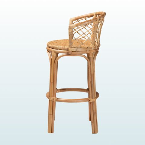 Bayou Breeze Rivelle Stool In Natural Brown Rattan, Modern Bohemian ... with regard to Esta Natural Brown Rattan Collection