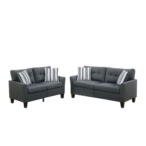 Benjara 32 In. Charcoal Gray Glossy Polyfiber 4-Seat Sofa Set With ... in The evolution of polyfiber furniture materials and their impact on home comfort