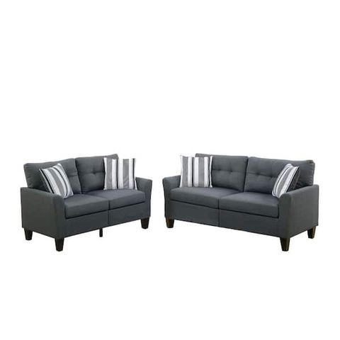 Benjara 32 In. Charcoal Gray Glossy Polyfiber 4-Seat Sofa Set With ... in The evolution of polyfiber furniture materials and their impact on home comfort