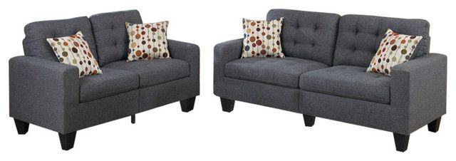 Benzara Bm168723 Linen Fabric 2 Pieces Sofa Set In Gray - Transitional ... throughout Linen Fabric 2 Pieces Sofa Set In Gray