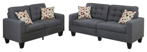Benzara Bm168723 Linen Fabric 2 Pieces Sofa Set In Gray - Transitional ... throughout Linen Fabric 2 Pieces Sofa Set In Gray