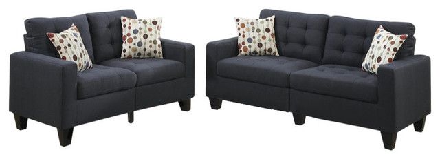 Benzara Bm168724 Linen Fabric 2 Pieces Sofa Set In Dark Gray ... for Choosing the Right Gray Linen Sofa Set for Your Living Space