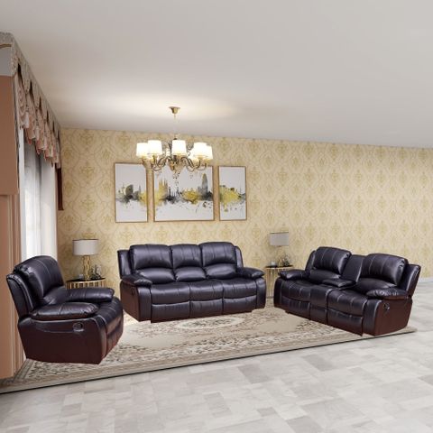 Betsy Furniture 3-Piece Bond Leather Reclining Living Room Set, Black ... with regard to Betsy Furniture 3-Piece Bond Leather Reclining Living Room Set, Black