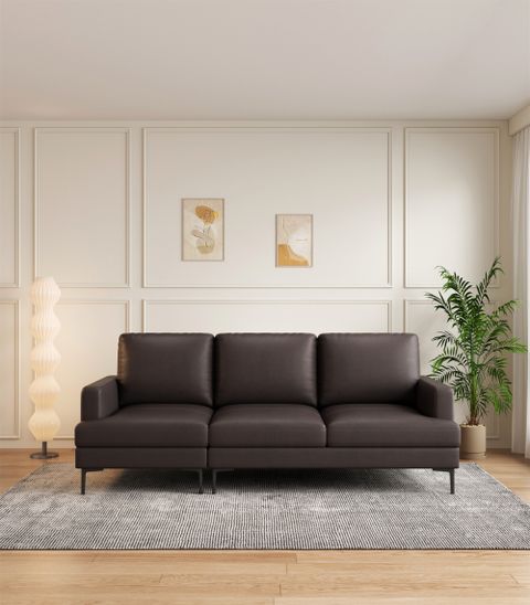Brayden Studio® 77" Luxury Genuine Leather Match Contemporary Sofa With ... throughout How Palmiotto Revolutionizes Modern Furniture with Premium Leather Materials