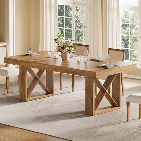 Byblight Roesler 63 In. Rectangle Dining Table Light Brown Wood Sled ... within Lowry 66 In X 40 In Rectangle Dining Table