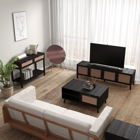 Casa Decor Tulum Rattan 3 Piece Living Room Set Console Coffee Table Tv ... pertaining to The Art of Balancing Comfort and Style with Rattan Seating Solutions