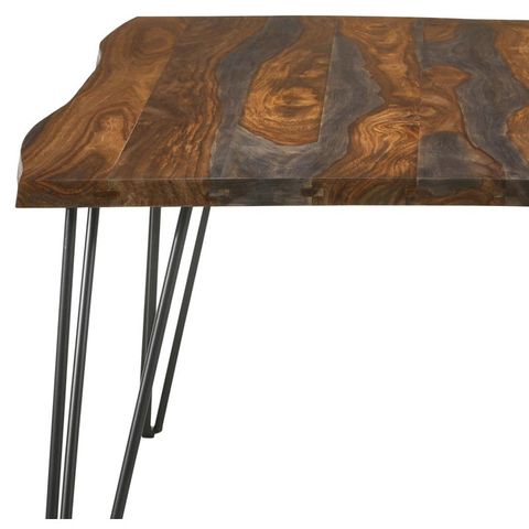 Cdecor Home Furnishings Emory Sheesham Grey And Gunmetal Dining Table ... for Ditman Live Edge Dining Table Grey Sheesham And Black