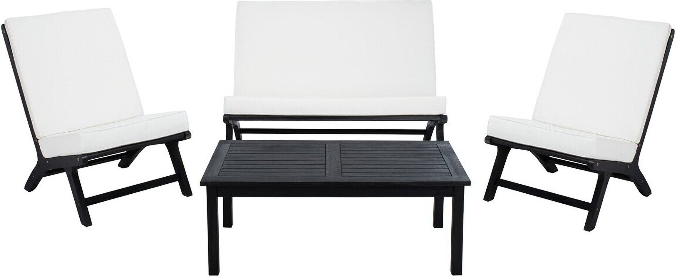 Chaston 4 Piece Living Set In Black And White By Safavieh | 1Stopbedrooms intended for Safavieh Roya 4 Pc Living Set