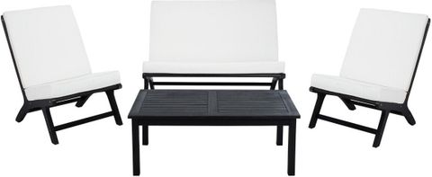 Chaston 4 Piece Living Set In Black And White By Safavieh | 1Stopbedrooms intended for Safavieh Roya 4 Pc Living Set