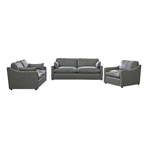 Coaster Grayson 3-Piece Sloped Arm Upholstered Leather Sofa Set In Gray ... with regard to Coaster Avonlea 3-Piece Sloped Arm Upholstered Fabric Sofa Set In Gray