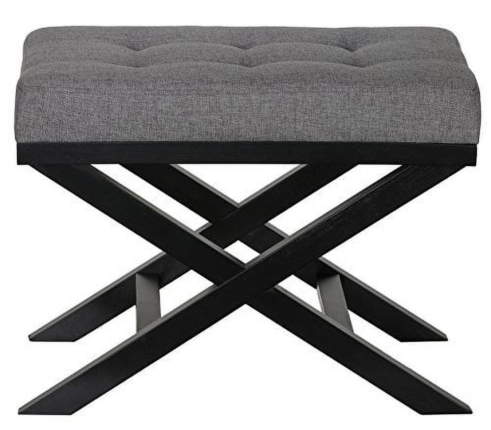 Cortesi Home Kayla Traditional Solid Wood X Legs Bench Ottoman In Linen ... pertaining to The Art of Choosing the Right Bench for Your Living Space