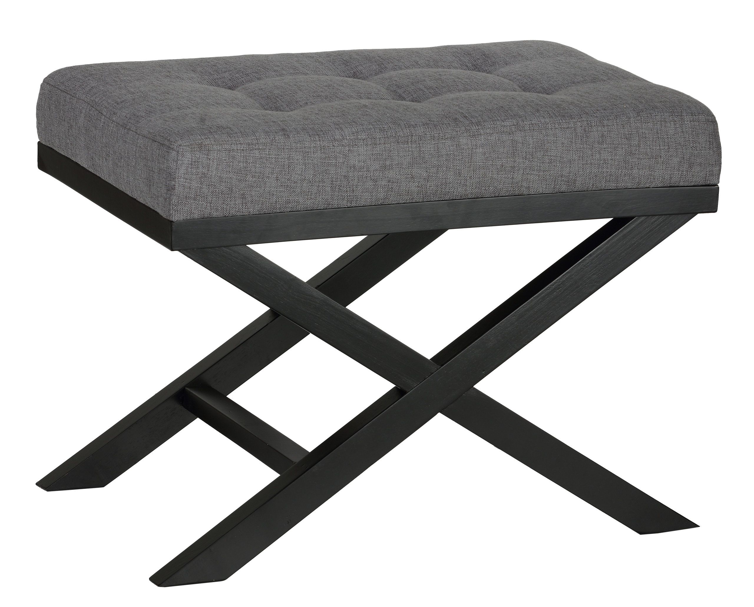 Cortesi Home Kayla Traditional &quot;X&quot; Bench Ottoman, Linen Fabric, Gray ... for The Art of Choosing the Right Bench for Your Living Space