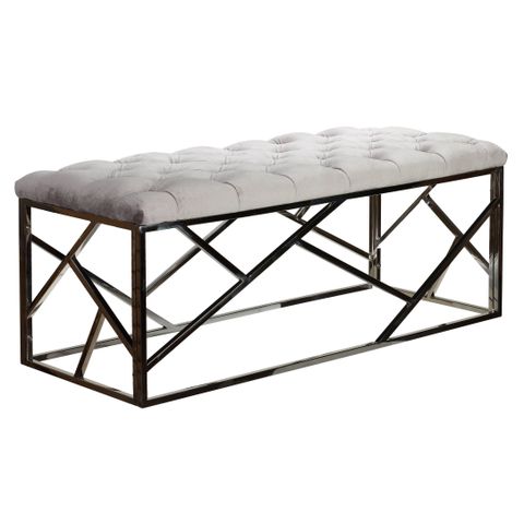 Cortesi Home Kora Grey Velvet Wide Metal Bench Ottoman - Walmart.com inside The Art of Choosing the Right Bench for Your Living Space