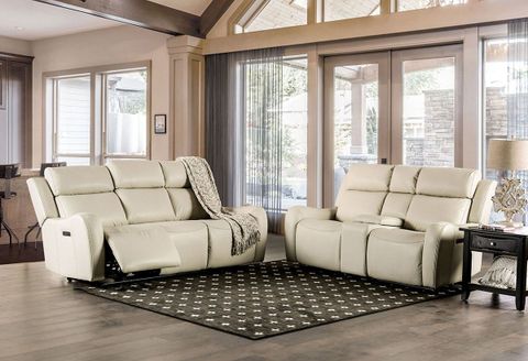 Cream Leather Recliner Sofa Set | Cabinets Matttroy intended for Callan Contemporary Microfiber Recliner 2-Piece Set Beige