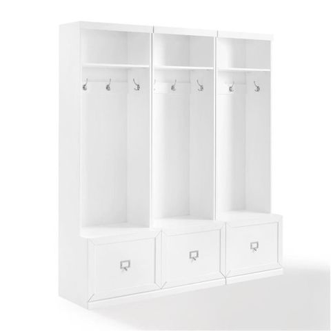 Crosley Furniture Harper 3 Piece Mdf Wood Entryway Set In White | Ebay throughout Harper 3-Piece Entryway Set, White 3 Hall Trees