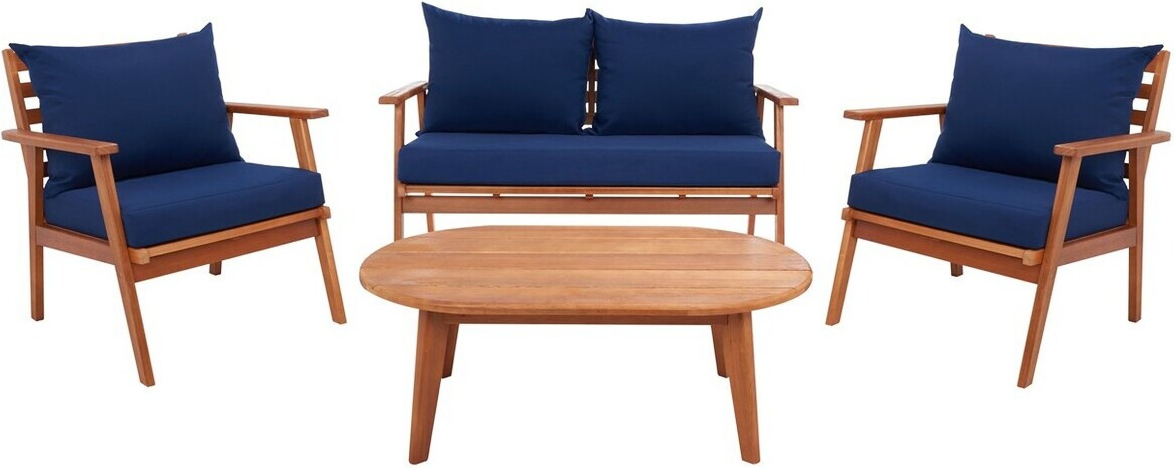 Deacon 4 Piece Living Set In Navy By Safavieh | 1Stopbedrooms pertaining to Maximizing Comfort and Style with Safavieh Roya 4 Pc Living Set Selection