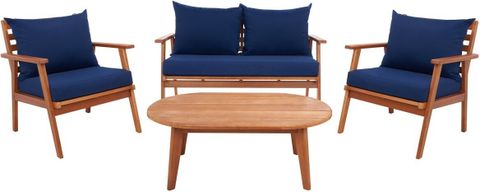 Deacon 4 Piece Living Set In Navy By Safavieh | 1Stopbedrooms pertaining to Maximizing Comfort and Style with Safavieh Roya 4 Pc Living Set Selection