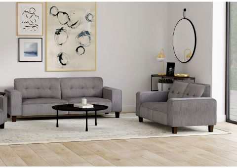 Deerhurst 2-Piece Upholstered Track Arm Sofa Set Charcoal intended for Understanding the appeal of charcoal 2 piece sofa sets in modern interiors