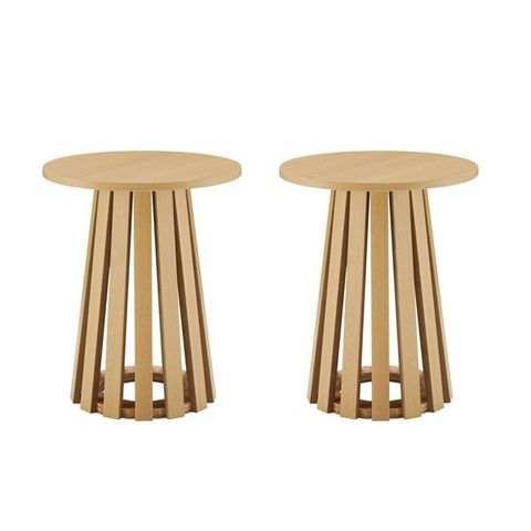 Duo Table D'appoint Moderne À Base Conique À Lattes Layla Manhattan ... regarding Understanding the Manhattan Comfort 2-Piece Layla Coffee and End Table Collection