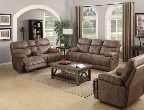Earl Sanded Microfiber Brown Reclining Living Room Set, U7128-00-15 ... inside Axel Contemporary Microfiber Recliner, 3-Piece Set