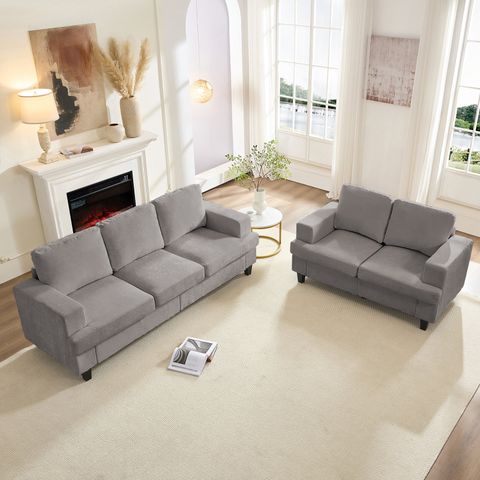 Ebern Designs Modern 2-Piece Sofa Set - Livingroom Sofa Set With Sofa ... for How to choose the right white leather sofa for your living space